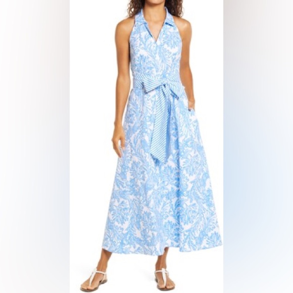 Lilly Pulitzer Strapless Blue and White Dress